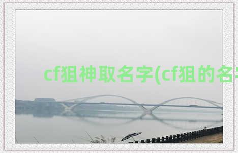 cf狙神取名字(cf狙的名字)